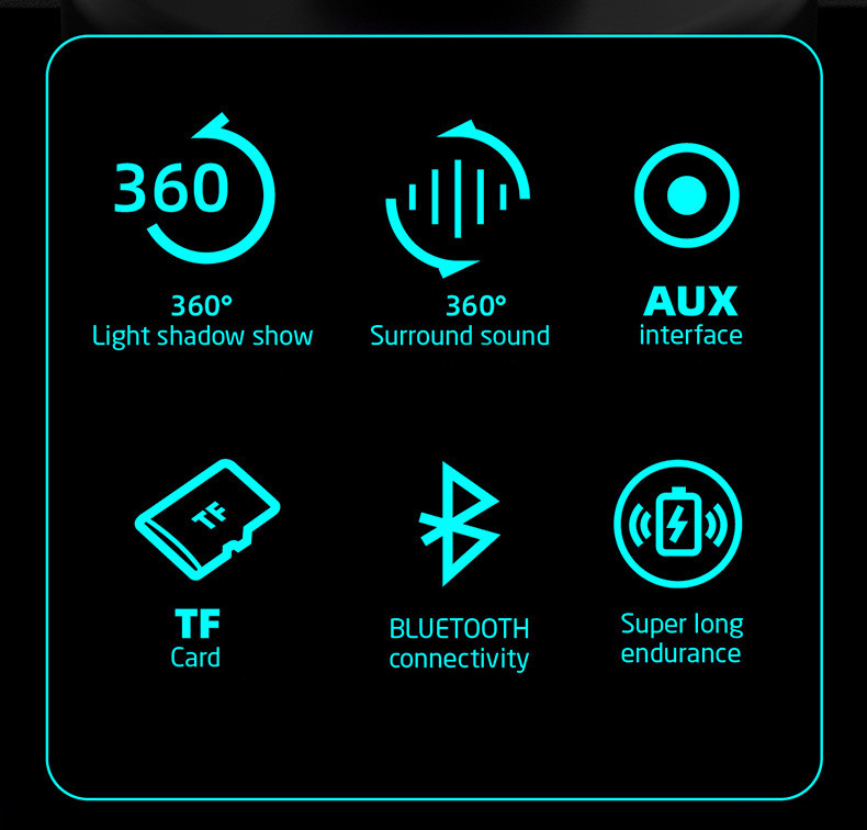 Stereo RGB Wireless Portable Bluetooth Speakers With 1500mA Battery