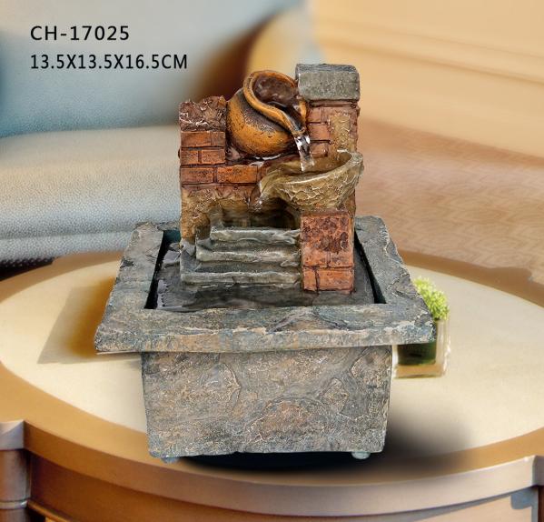 Polyresin Red Brick H16.5CM American Style Fountain Tabletop Small Ornament