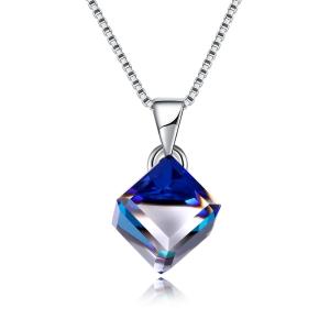 Quality Sugar Cube Pendant Clavicle Chain Woman 925 Silver Austrian Crystal Love Cube Necklace wholesale