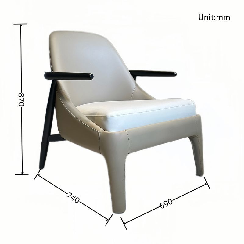 Luxury Ash Wood PU Leather Armrest Leisure Chair for Home Hotel Furniture