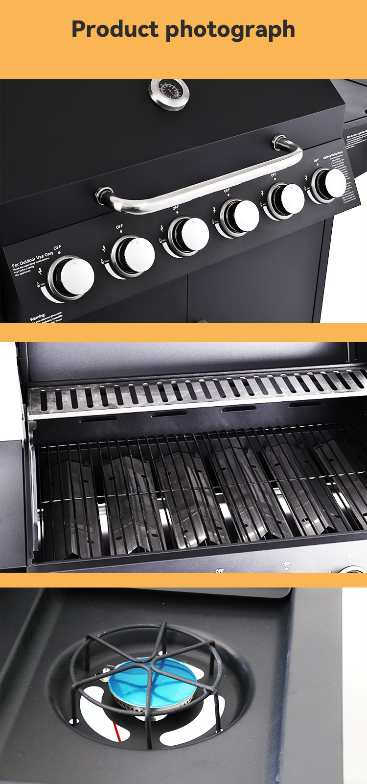 36.8kg Family Outdoor BBQ Gas Grill with Trolley and Commercial Gas BBQ Grill Machine