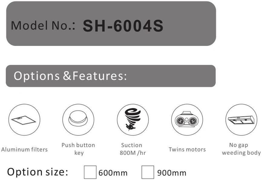 Wall Mounted Ventilator Slim Cooker Hood Silver Kitchen Appliance