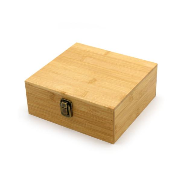 Eco-Friendly Laser Logo Wooden Bamboo Boxes Wood Storage Gift Box with Metal