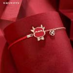 19.5cm 2.9 Gram Sterling Silver Jewelry Bracelets Heart CZ Red String Bracelet