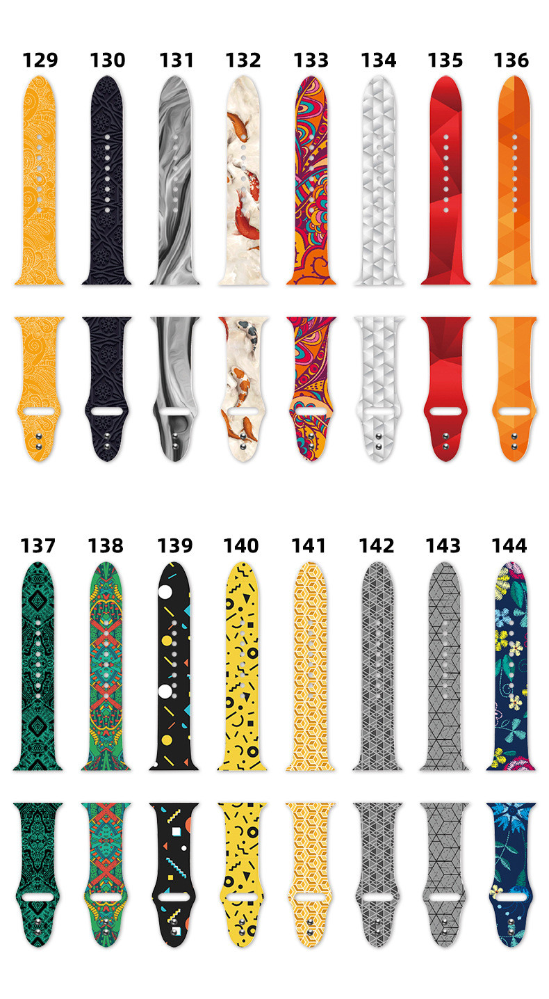 Silicone Material Smart Watch Band For Iwatch 42Mm 44 Mm Pattern Printed