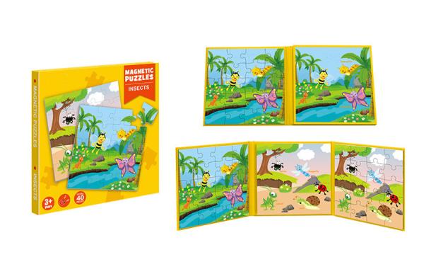 Educational Toys Magnetic Jigsaw Puzzle Book Insects Theme For Kids Ages 3 Years