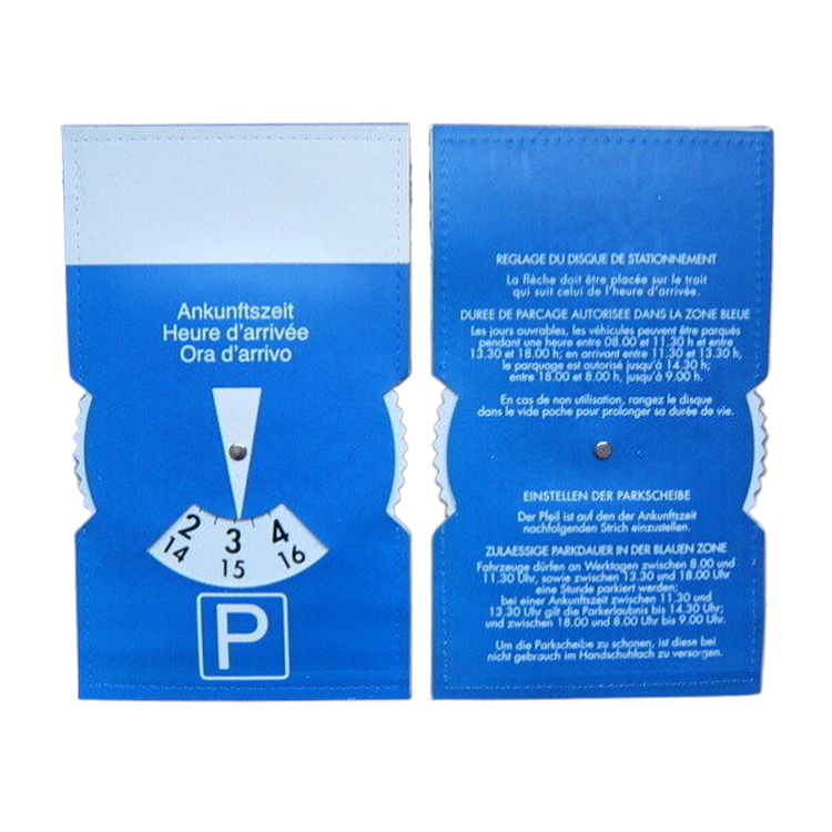 Universal Year Durable PVC and Cardboard Window Cleaner Parking Disk with Tire Gauge