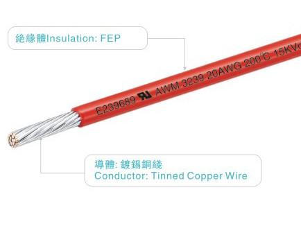 FEP wires UL758 AWM3239 26AWG 15000V/200C white for heater home appliance light