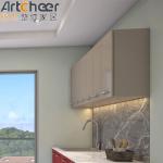 Plywood Furniture Durable Gray Glossy Kitchen Cabinet With Lacquer Finish