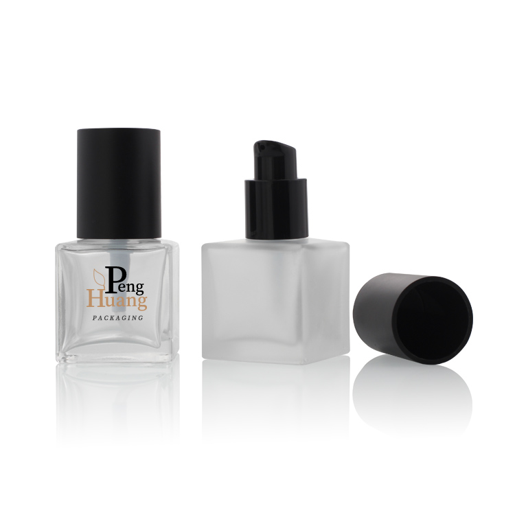 Custom Empty Foundation Bottle 30ml For Makeup Packaging With Black Cap And Pump