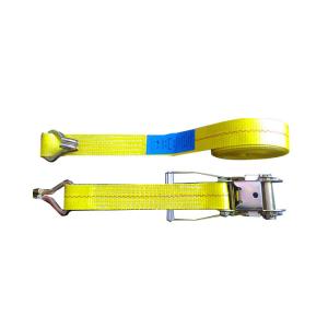 Quality WLL 3335 LBS Polyester Heavy Duty Ratchet Tie Down Straps With Blue / White Label wholesale
