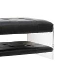 Antique Ottoman Footstool L101cm Black Leather Bench With Acrylic Legs