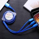Retractable 3 In 1 Braided Charging Cable Widely Compatible High Durability
