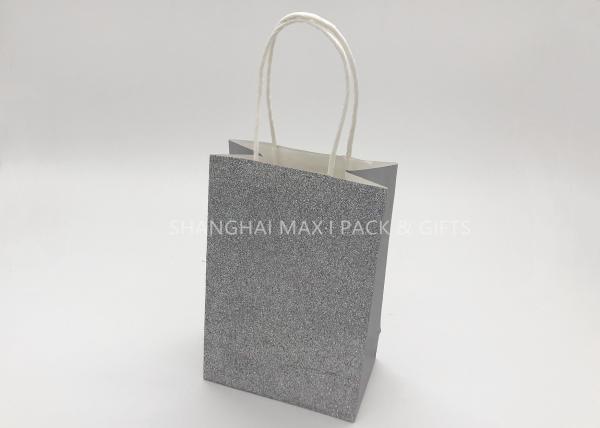 Funny Silver Christmas Party Gift Bags Full Glittered Paper Twisted Handle