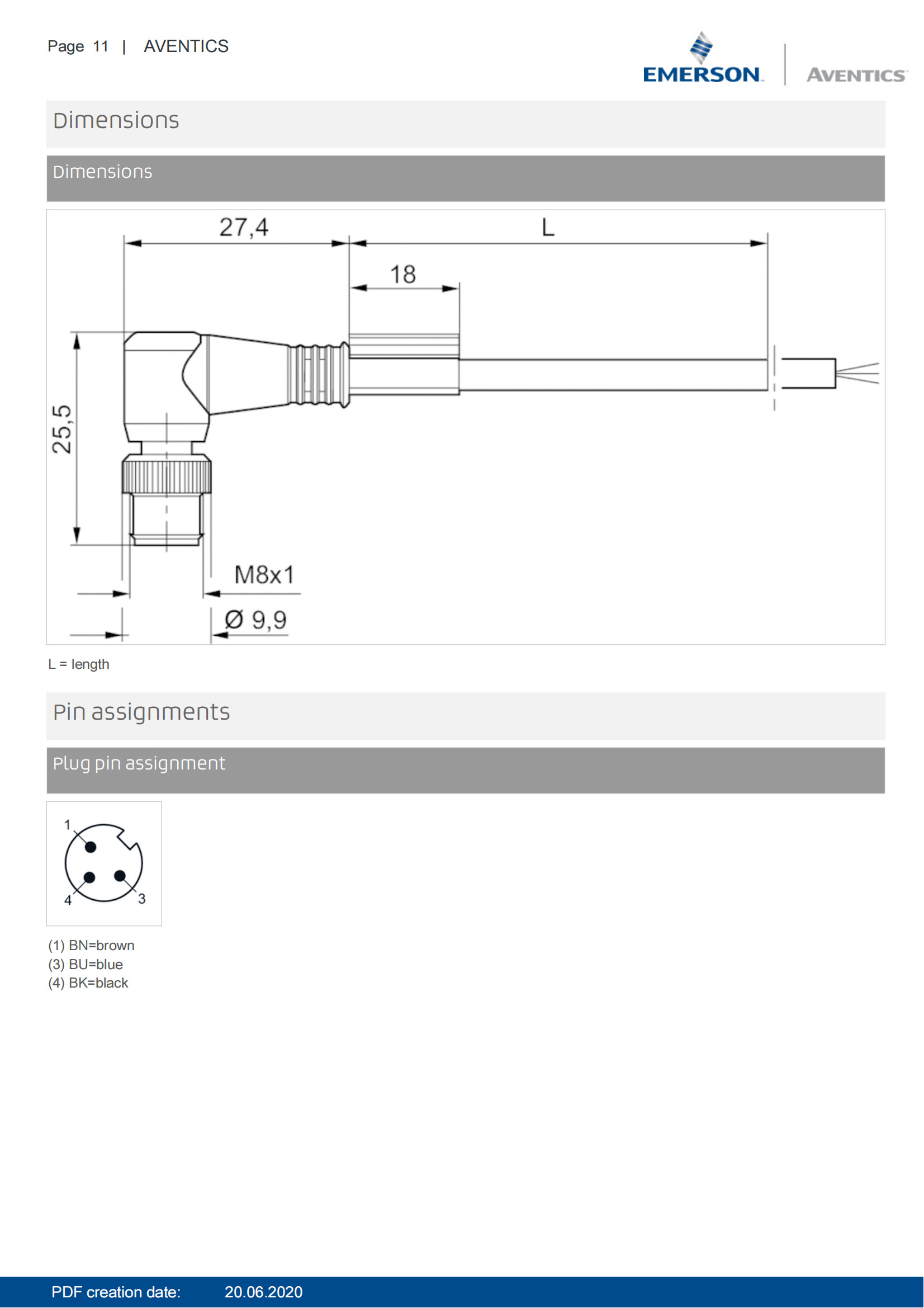 AVENTICS Round plug Connector Series CON-RD unshielded With Cable