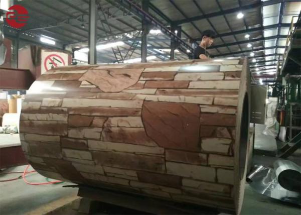 Wood Grain Rolled Steel Coils AISI Standard , Ppgi Mild Steel Coil With Flower