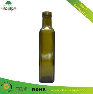 Quality 250ml Antique Green Square Glass Bottle for Olive Oil wholesale