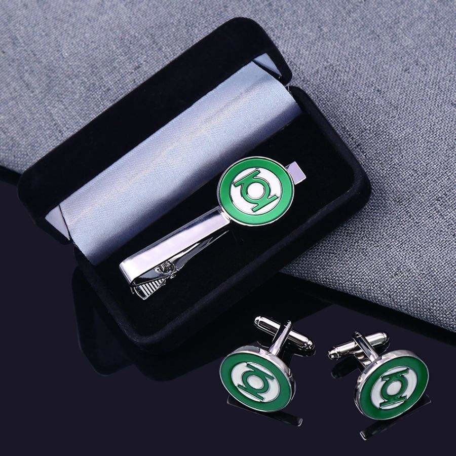 Zinc Alloy Brass Cufflink And Tie Bar Set With Custom Logo