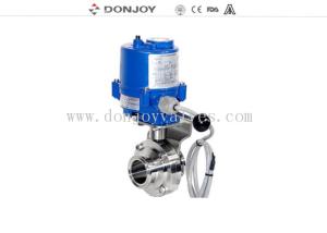 Quality Stainless steel 304 weld sanitary level butterfly valves of ball type with electric actuator wholesale