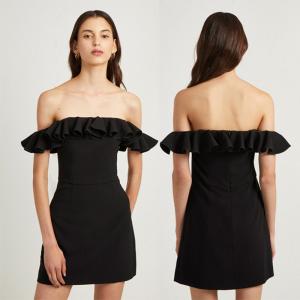Quality Fashion Black Off Shoulder Dress Sexy Ladies Ruffle wholesale