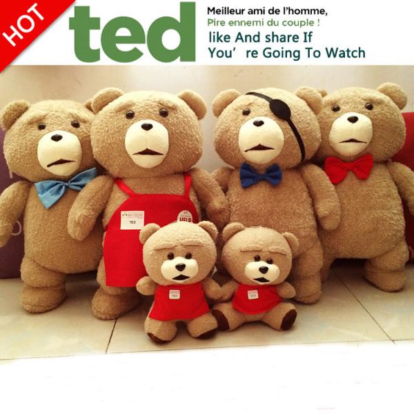 Lovely Ted Bear Baby Plush Toys Red Brown Polyester Accept OEM ODM