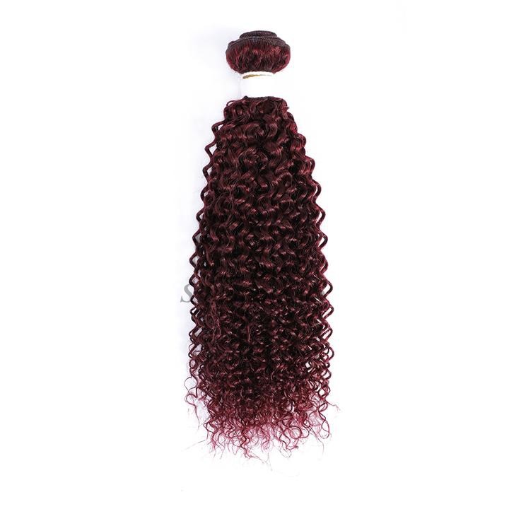 #99J Dark Wine Kinky Curly Remy Human Hair Bundles Sew In Weave Bundles Brazilian Bundle Deals