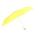 Wooden Handle Three Fold Umbrella Yellow Aluminum Shaft Lightweight Durable