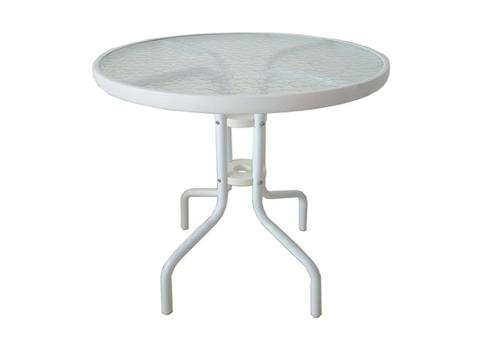 Outdoor Steel Round Tempered Glass Table Rustproof