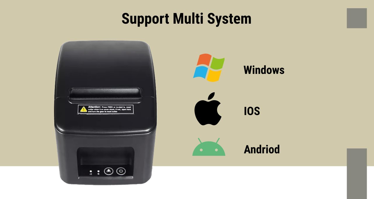 24V/2.5A Power Supply POS 80mm Thermal Receipt Label Printer Free SDK for Restaurant