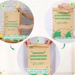 100% Biodegradable Square Bottom Kraft Paper Garbage Bags for Food Waste 50 Lb