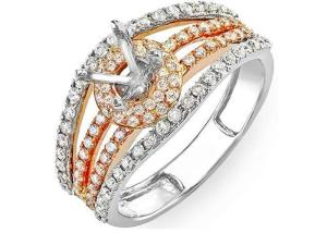 Quality Two Tone 0.80ct Semi Mount Jewelry Ring 14K Gold Material ODM For Engagement wholesale