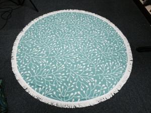 Quality 100% cotton round velour printed beach towel with tassel wholesale