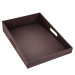 brown luxury trapezoid faux leather hotel room trash cans manufacturer for hotel