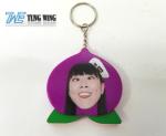 Cute Purple Peach Shaped Musical Keyring , Custom Talking Keychain