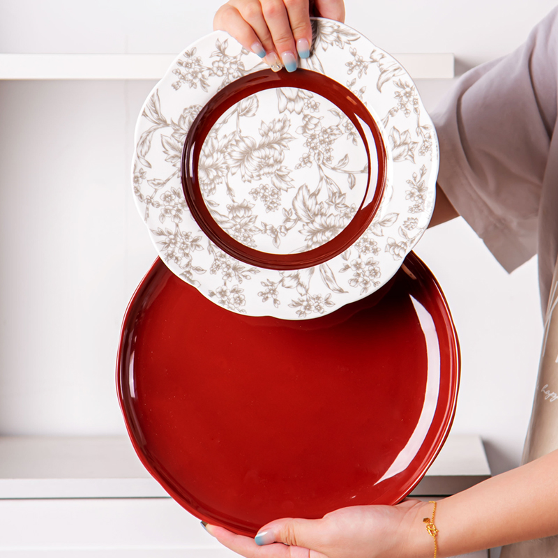 Mothers Day Porcelain Dinnerware Sets Under Glazed With Plant Pattern