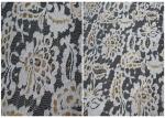 Colored Stretch Flower Metallic Lace Fabric , Scalloped Edge Lace Fabric