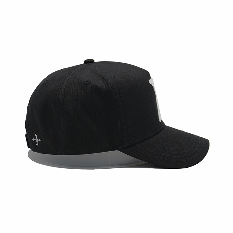 Structured Adjustable 5 Panel Baseball Cap Embroidered Text With Metal Buckle