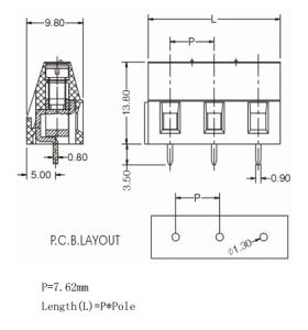 Quality Euro Terminal | Pitch: 7.62mm | Part No.505-2-7.62 wholesale
