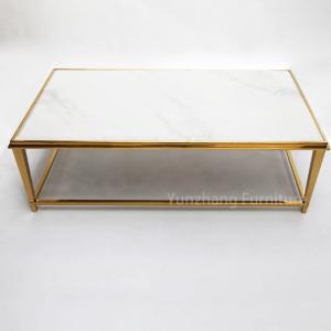 Quality Marble Top Rectangle Center Table Gold 201 Stainless Steel Frame wholesale