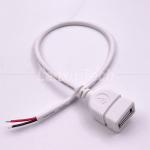 5V White USB Female to Open Bare Wires Pigtail End Cable for LED Strip