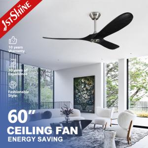 Quality 60-inch Black Solid Wood 3-Blade 6-Speed DC Ceiling Fan with Remote No Light Equipped wholesale