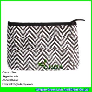 Quality LUDA black chevron paper straw cool handbags zipper straw clutch handbags wholesale