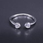 Personalized Jewelry Silver Cubic Zirconia Rings Korean Style With Double Heart