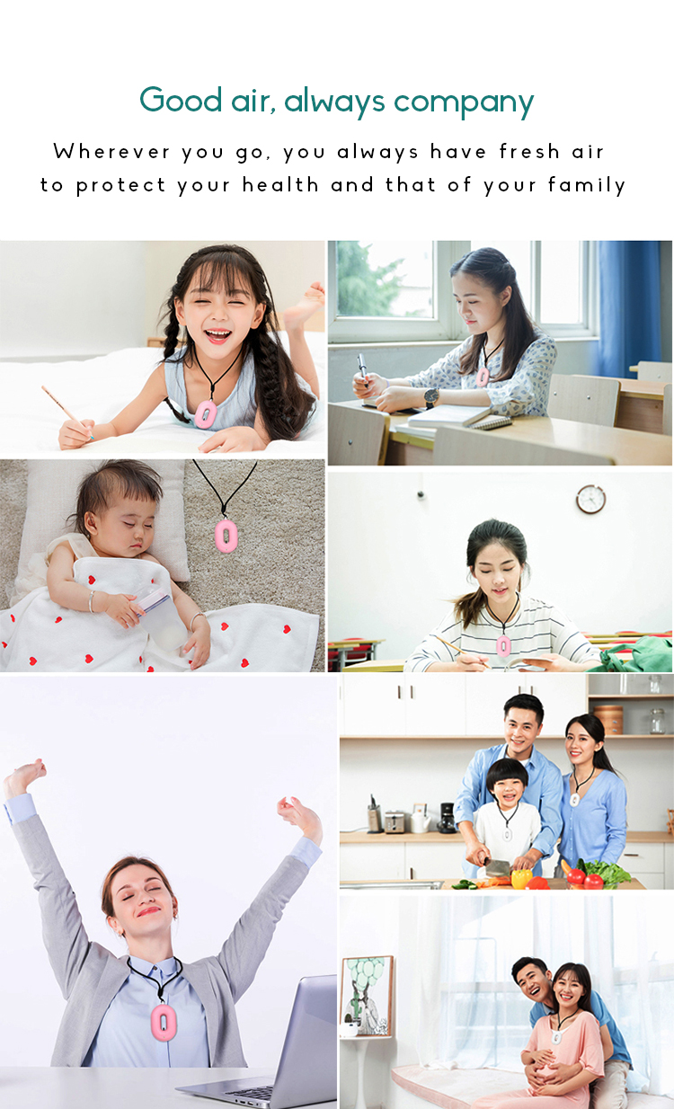 5V USB Portable Wearable Air Purifier RoHS Personal Air Cleaner Necklace