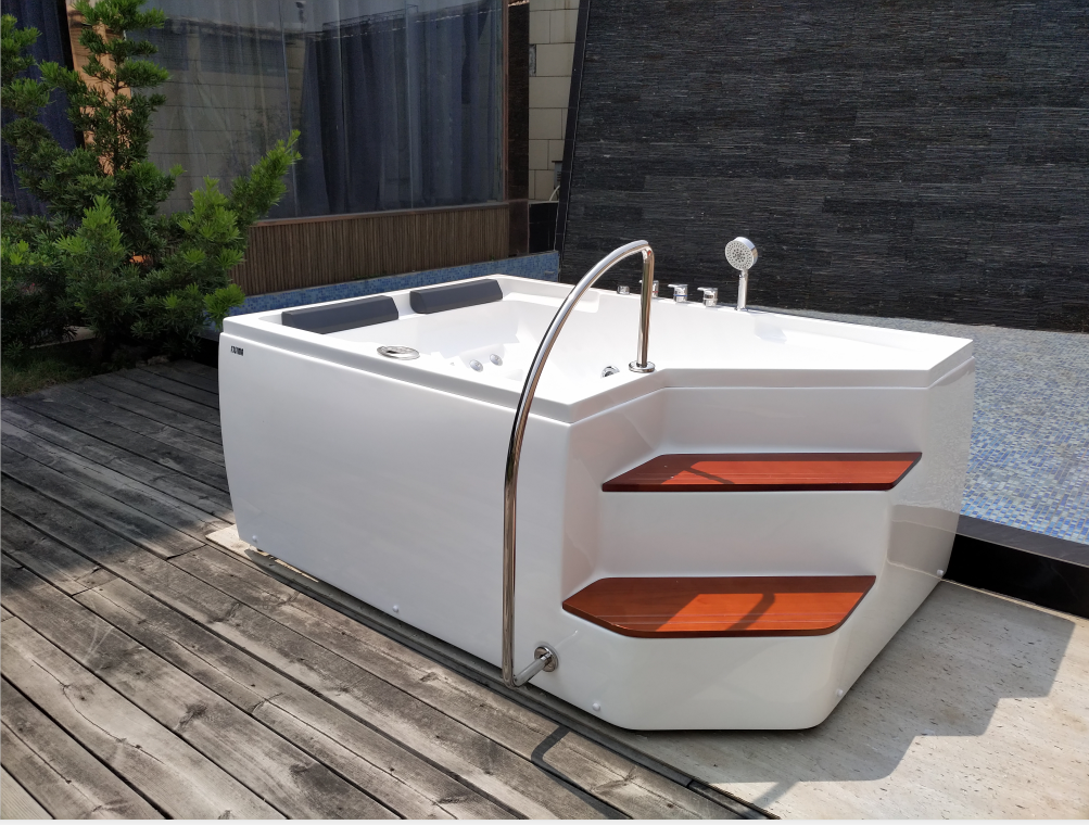 5.74FT 2 Person Freestanding Jacuzzi Tub With Jets Led Light Whirlpool