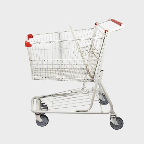 100L American Style Metal Shopping Trolley Gray White Trolley Grocery Cart With
