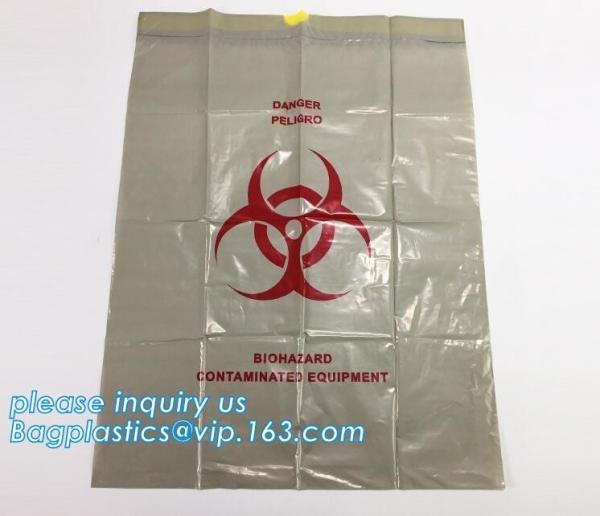 Drawstring medical biohazard waste disposal supplies LDPE plastic autoclave bags