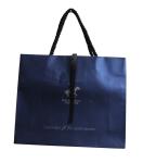 Navy Recycle Paper Cotton Twist Handle Ribbon Cloure Logo Stamped Paper Carrier