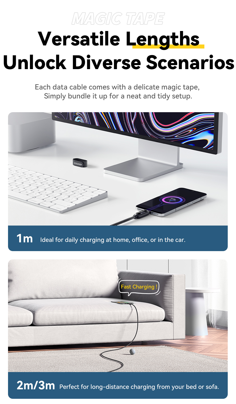 Zinc Alloy USB C Fast Charging Cable 60W 100W ESSAGER ES-X57 Series