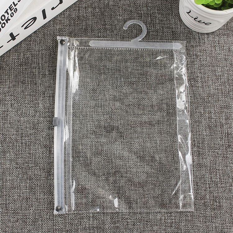 clear plastic PVC slider zipper garments packing bags with hanger